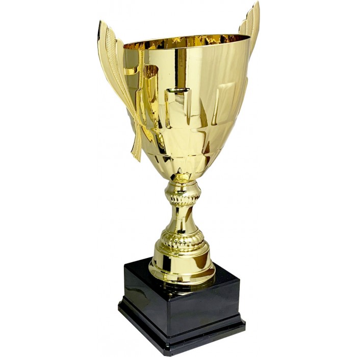 GOLD HANDLED TROPHY CUP ON GOLD RISER AVAILABLE IN 3 SIZES